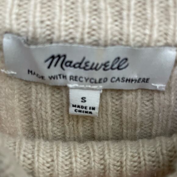 Madewell Sweater Recycled Cashmere Rib Knit Mock Neck Cropped Small - Picture 8 of 8